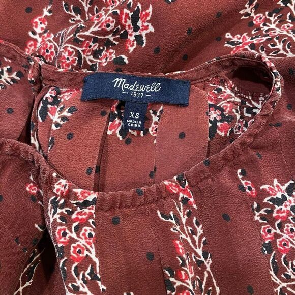 Madewell Boho Floral Sleeveless Blouse Red Brown XS - Picture 3 of 4